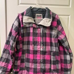 Mountain Hardwear Pink and Gray Checkered ThermalQ Dry Coat Size Large